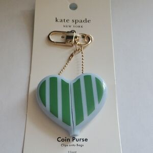 Kate Spade Heart Coin Purse Bag Charm.green and White. Nwot